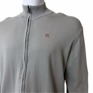 Napapijri Balis Grey Full Zip Sweatshirt Mock Neck Knit Cardigan Jacket Mens XL
